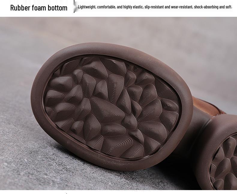 Genuine Leather Zippered Retro Platform Heel Women's Martin Boots