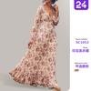 2026 New Printed Amazon Women's Long Dress Lantern Sleeve Pendulum Bohemian Long Dress Women's Clothing