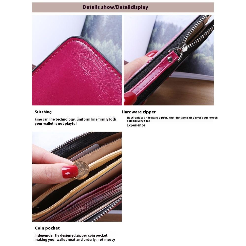 Zipper Wallet Long Clutch Bag Women's Multi-card Position Hand Large Capacity Multi-function Wristband