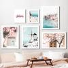 Santorini Hellas Øy Egeerhavet Sakura Veggkunst Lerretsmaleri Nordiske Plakater og Trykk Veggbilder for Stuedekor