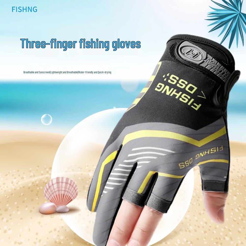 Quick-Dry Sun Protection Fishing Gloves, Three-Fingerless, Breathable & Anti-Prick for Outdoor Sea & Fly Fishing