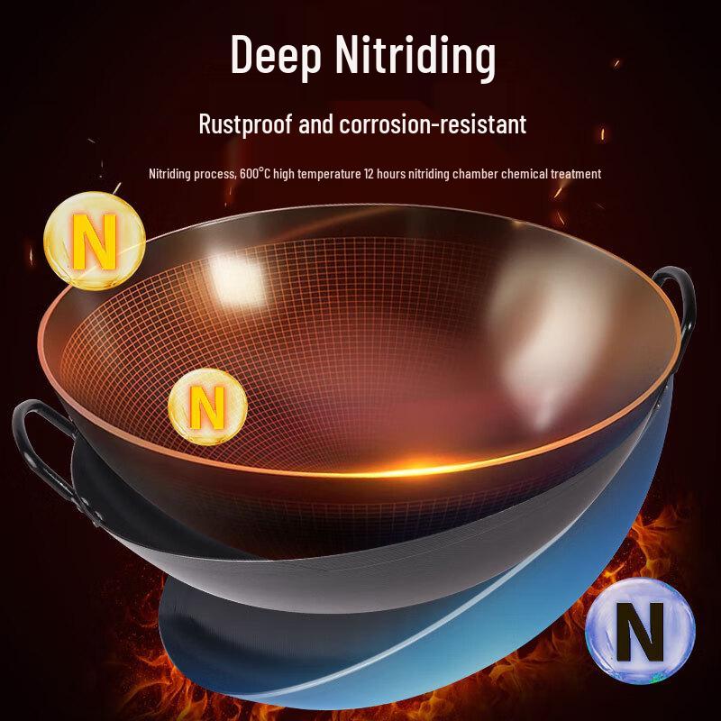 Lijia Wok aus Gusseisen mit Doppelgriff und Antihaftbeschichtung