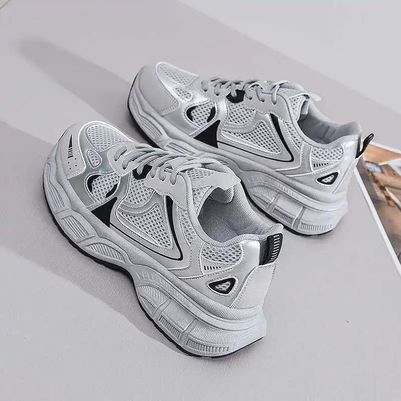 Fashion Low Ventilation Womens High-soled Sneakers Oxford Stiletto High Heels Shoes Platform Punk Sports Products Visitors