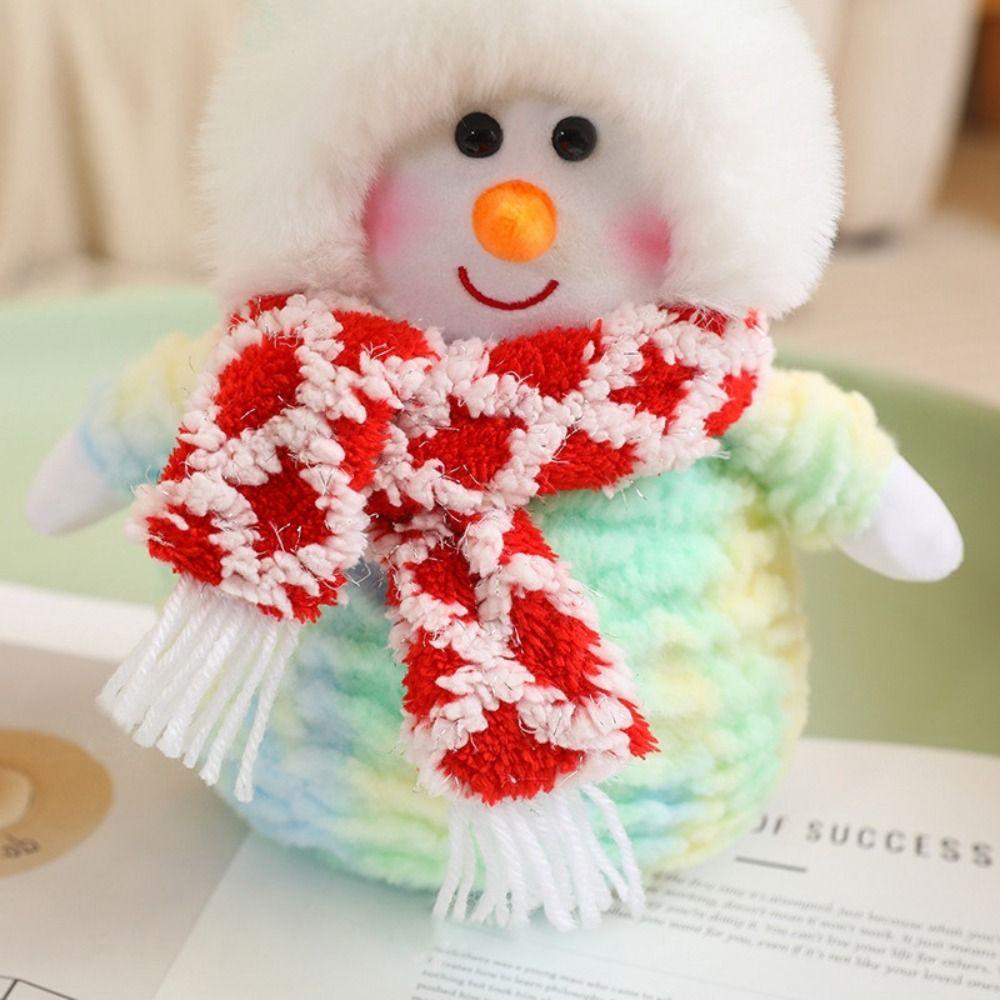 Fluffy Santa Claus Plush Toys Cartoon Snowman Stuffed Dolls Scarf Snowman Plush Toy  Party Favors