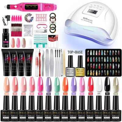 Set per unghie con lampada per unghie Asciugatore per unghie Set per trapano per unghie Set per manicure Set di strumenti per nail art Soak-off Set di smalti per gel per unghie poligel
