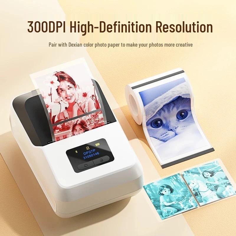 Detong DP27P 300dpi Высококачественный принтер этикеток для ценников DP27P + 1 Roll Fun Light & Shadow Photo Label