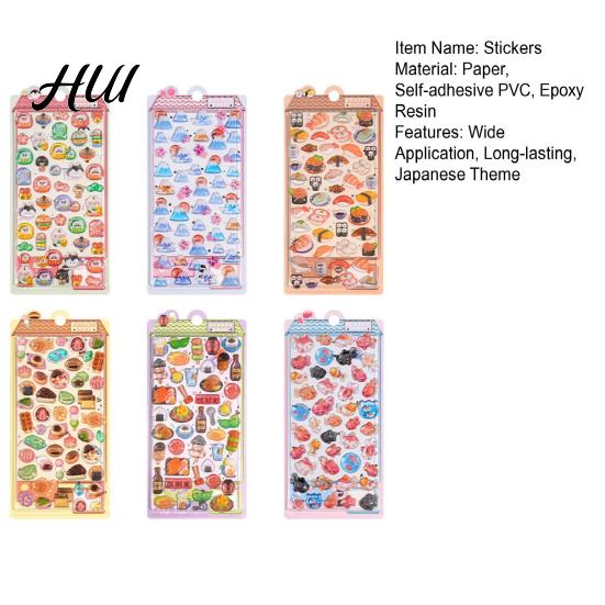Personalized Sticker Collection Japanese Theme Puffy Stickers 3D Sushi Dessert Mountain Kawaii Goldfish Colorful Mini Decals for Scrapbooking