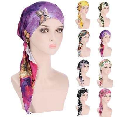 (Projektor)Dámský barevný muslimský tisk Curve Calico Hat Socket Head Cap Šála Wrap