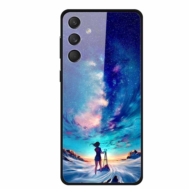 Tempered Glass Phone Cases for Samsung A16 Cases Space Print Hard Back Covers for Samsung Galaxy A16 4G 5G Shells Coque A16 2024