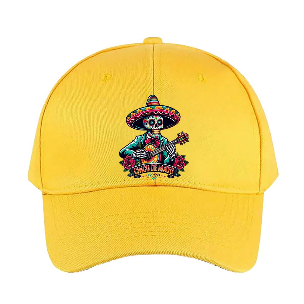 Cinco De Mayo Skeleton Caps Summer Adult Baseball Cap Adjustable with Curved Brim Duckbill Hat Protection Sun Hats
