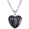 Heart Shaped Pendant Necklace with Group Photo Print Stainless Chain Customizable Jewelry for Everyday Wear