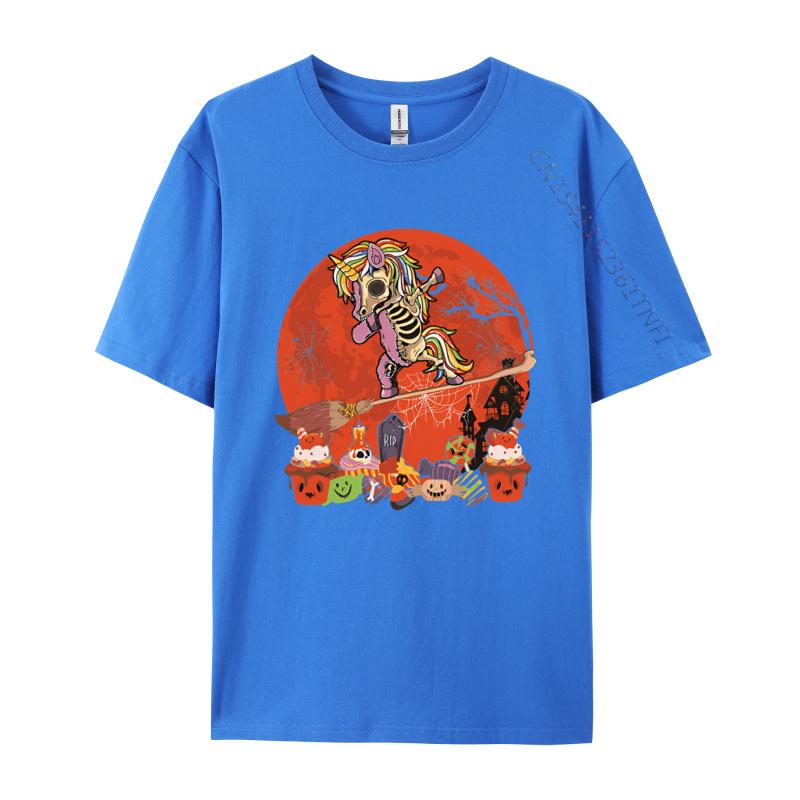 Halloween Unicorn Costume Skeleton Tshirt Pure Cotton High Street Tops T Shirt Casual Tee Shirts Man