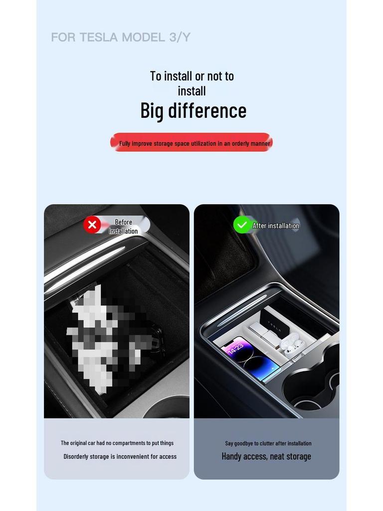 Silicone Ice Box for Tesla Model 3/Y Center Console Storage