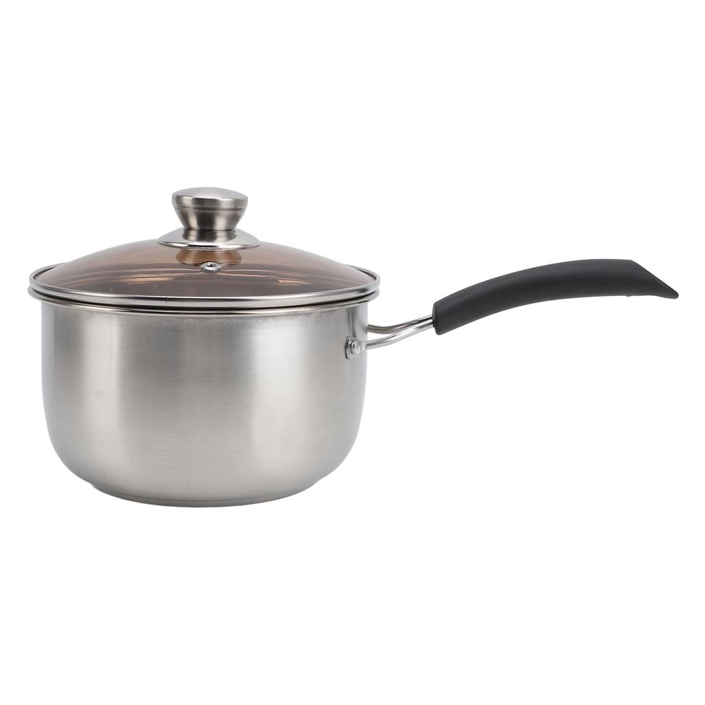 Milk Pot for Stove Top Stainless Steel with Lid Single Handle Saucepan Household Kitchen Utensils