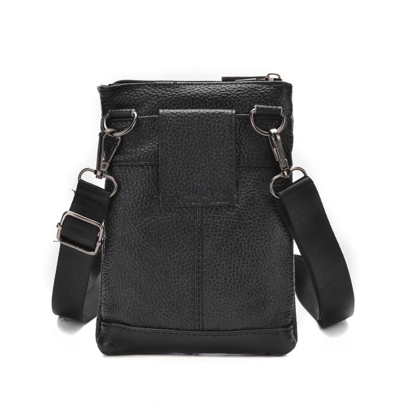 Genuine Leather Men's Crossbody Bag  Business Messenger Bag Mini Large Capacity Waist Pack