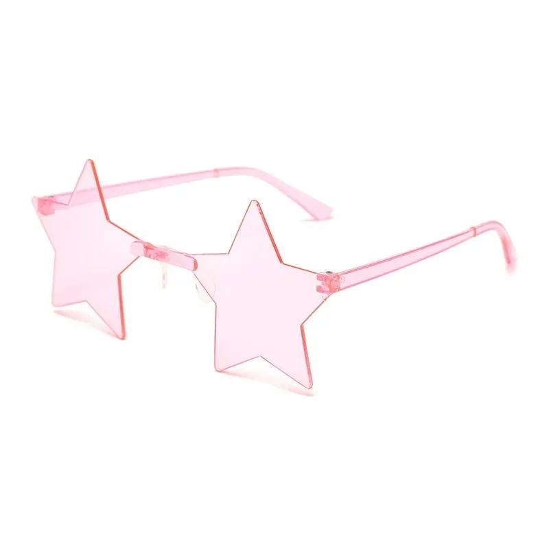 Star Shape Sun Eyeglasses Ultra Light Funny Pentagram Candy Colors Eyewear Decoration Party Rimless Sunglasses UV400 Gafas De Sol