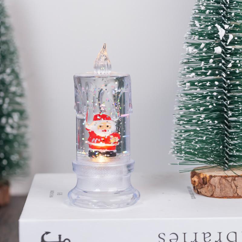 Christmas Themed Water Injection Transparent Simulation LED Electronic Candle Santa Claus Snowman Christmas Tree Snowflakes