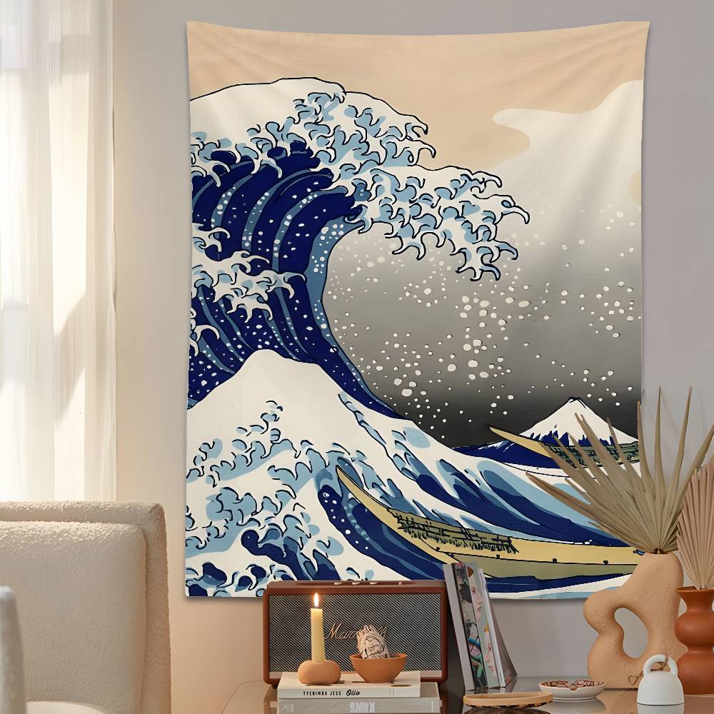 Druck Die große Welle vor Kanagawa Wandteppich Hängend Schlafsaalzimmer Tagesdecke Decke Kinderzimmer Party Heimdekoration Geschenk