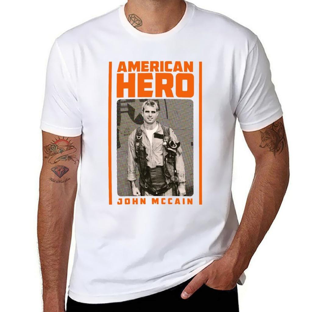 John Mccain American Hero Tshirt Minimalist Plain Crew Neck Tshirt