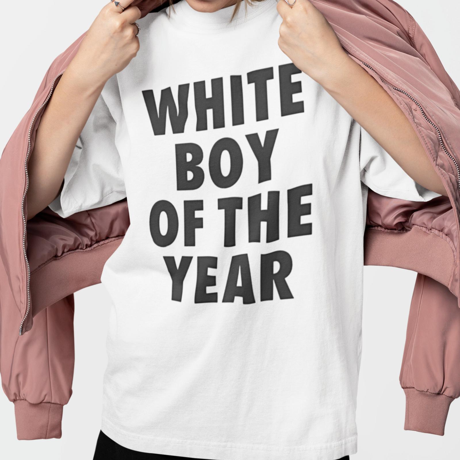 White Boy Of The Year T Shirt Funny Bold Text Graphic Unisex Tee M