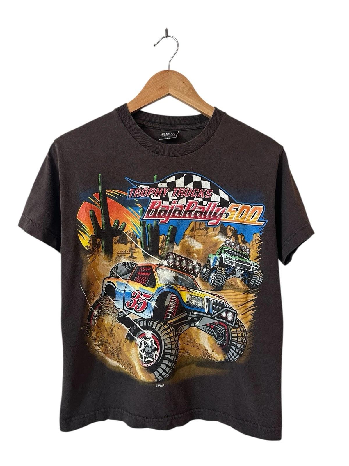 

Vintage Baja Rally 500 T Shirt Youth Medium Racing Brown Trucks XL