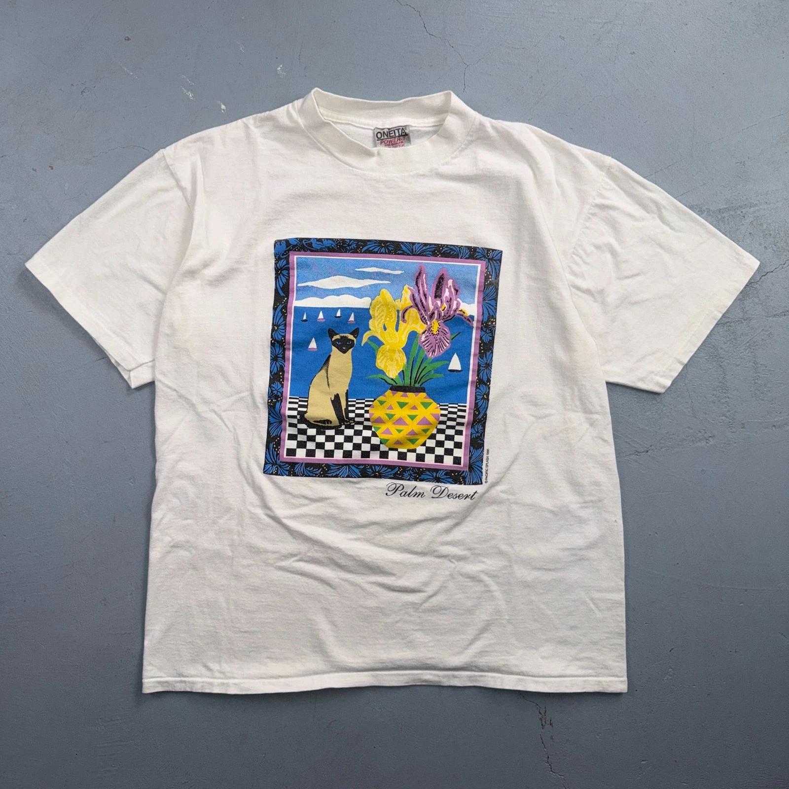

Cats Palm Desert Abstract VTG T Shirt Dreamy Trippy 90s Floral Ocean Photograph 3XL