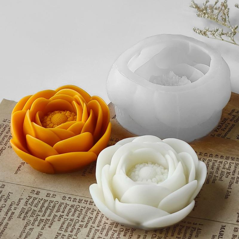 New Lotus Silicone Candle Soap Mold DIY 3D Flower Aromatherapy Gypsum Resin Crafts Cement Mould Chocolate Cake Baking Tool