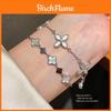 Vintage Zircon Shell Clover Flower Bracelet For Women Gift Idea