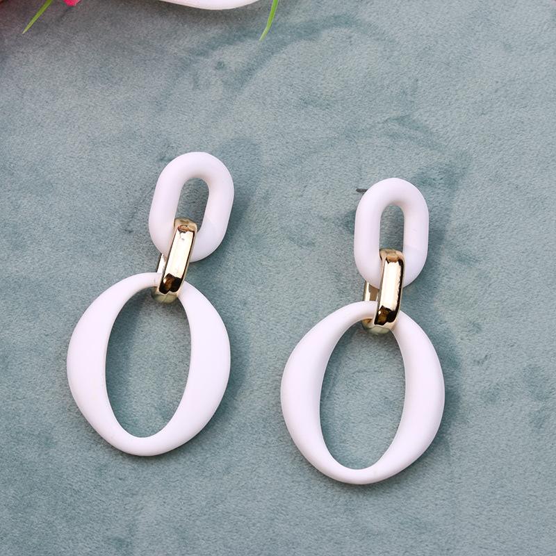 Pinkdudu Chain Link Acrylic Stud Earrings Painted Geometric Round Exaggerated Drop Earring Minimalist Dangle Earring PD2231