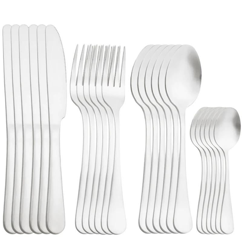 

24pcs Cutlery Sets Stainless Steel Rainbow Dinnerware Set Knife Fork Spoon Flatware Matte Dishwasher Safe Kitchen Tableware Set