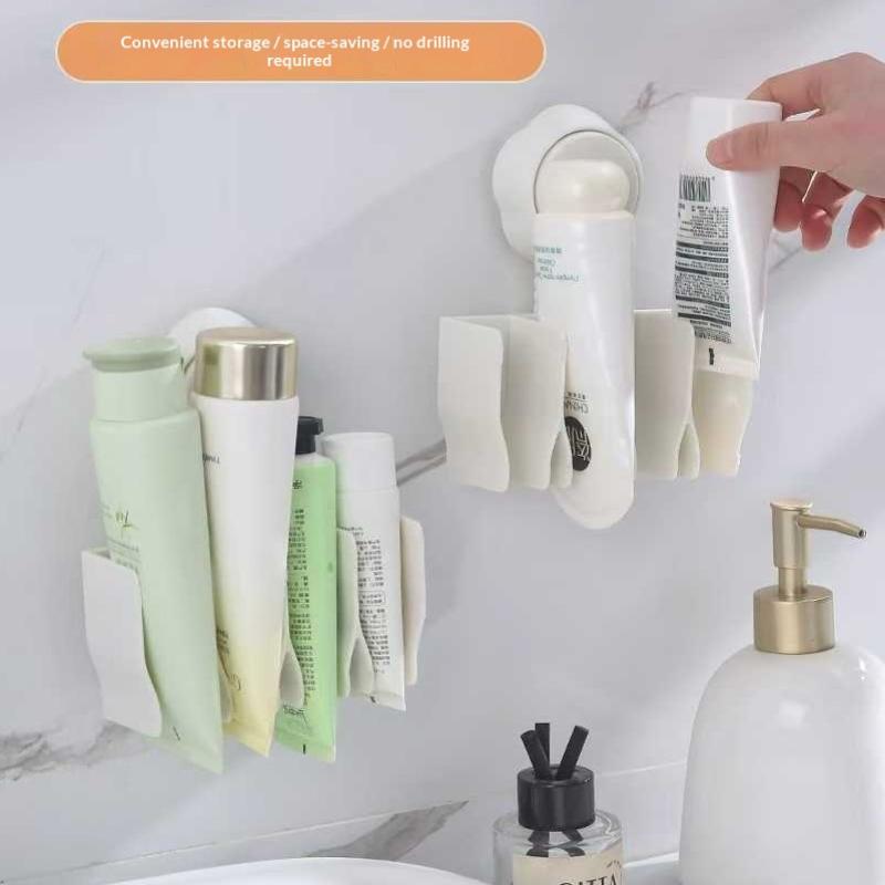 Wall Mounted Suction Cup Hand Cream Storage Rack Multiple Compartment Cosmetics Sorting Box Facial Cleanser Holder Organizer