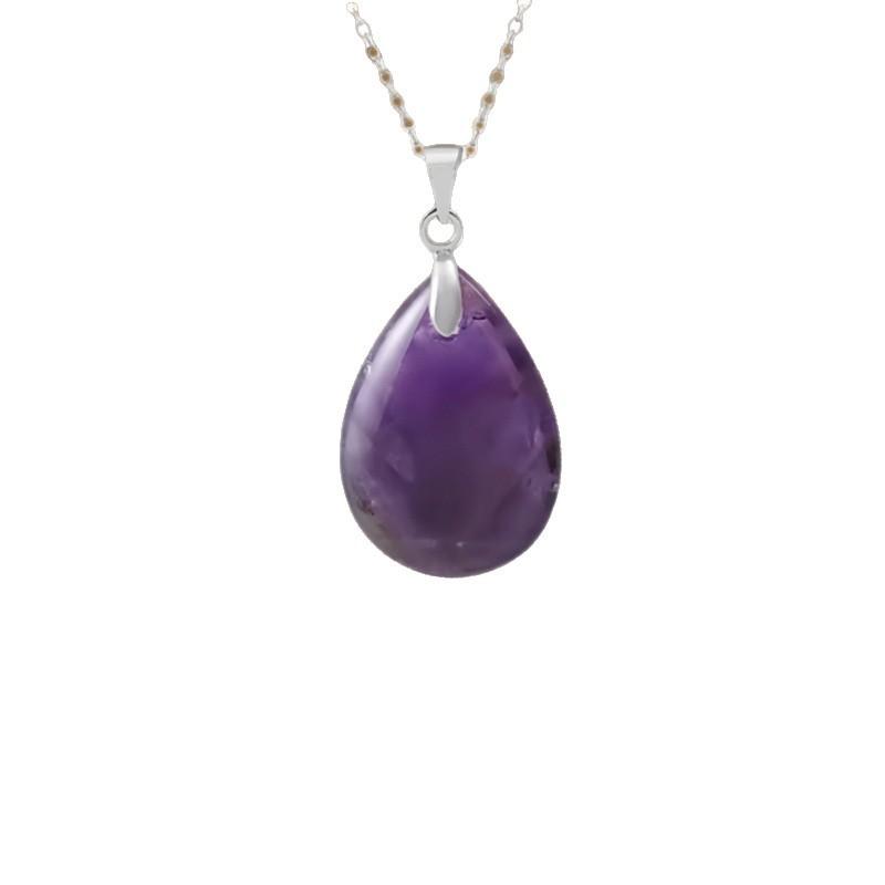 High quality hot selling natural crystal stone water drop pendant necklace jewelry simple fashion necklace merchandise jewelry