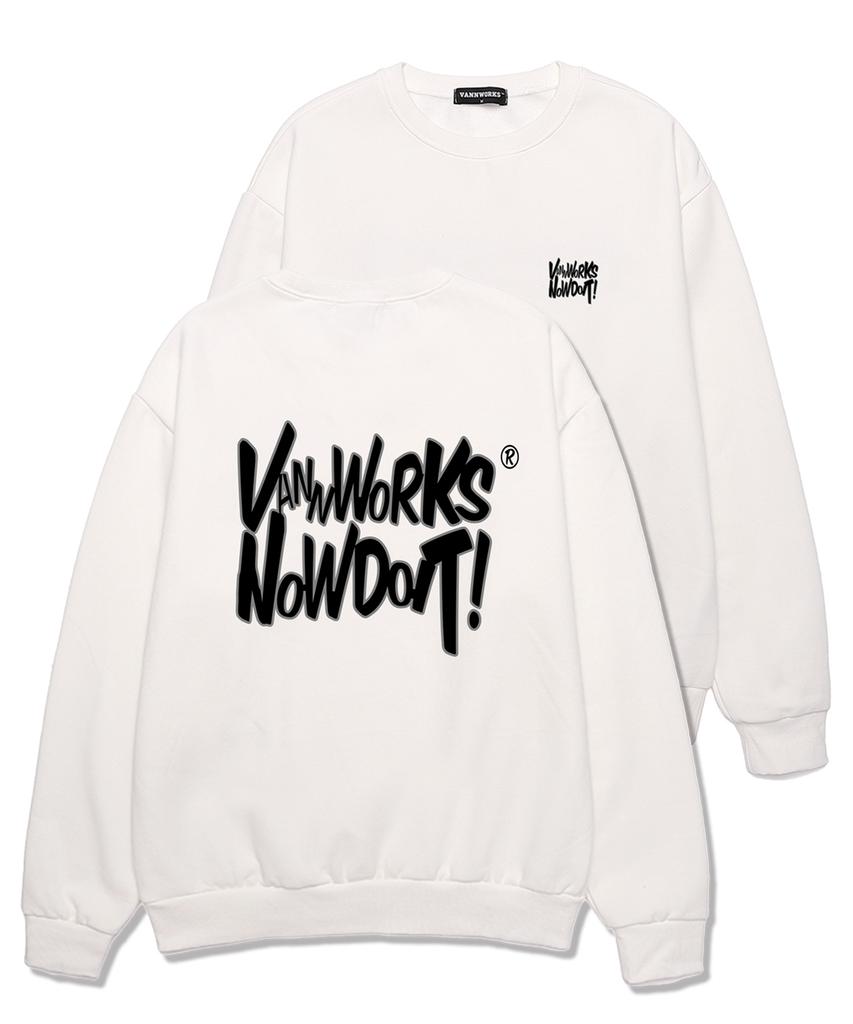 VANNWORKS Now Doit Outline Oversized Sweatshirt (Vls0085) White