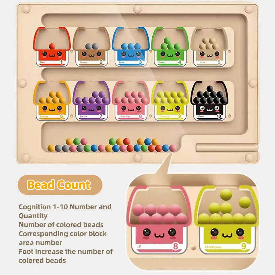 Montessori Magnetic Rolling Maze Hand Eye Coordination Logic Thinking Puzzle Toys For Children Early Education Development Gift