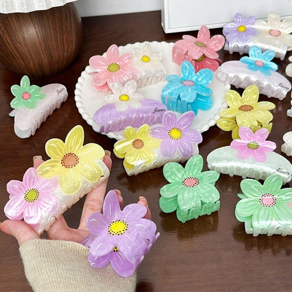Plastic Flower Hair Clip Acrylic Large Hair Claw Creative Grab Clip  Travel