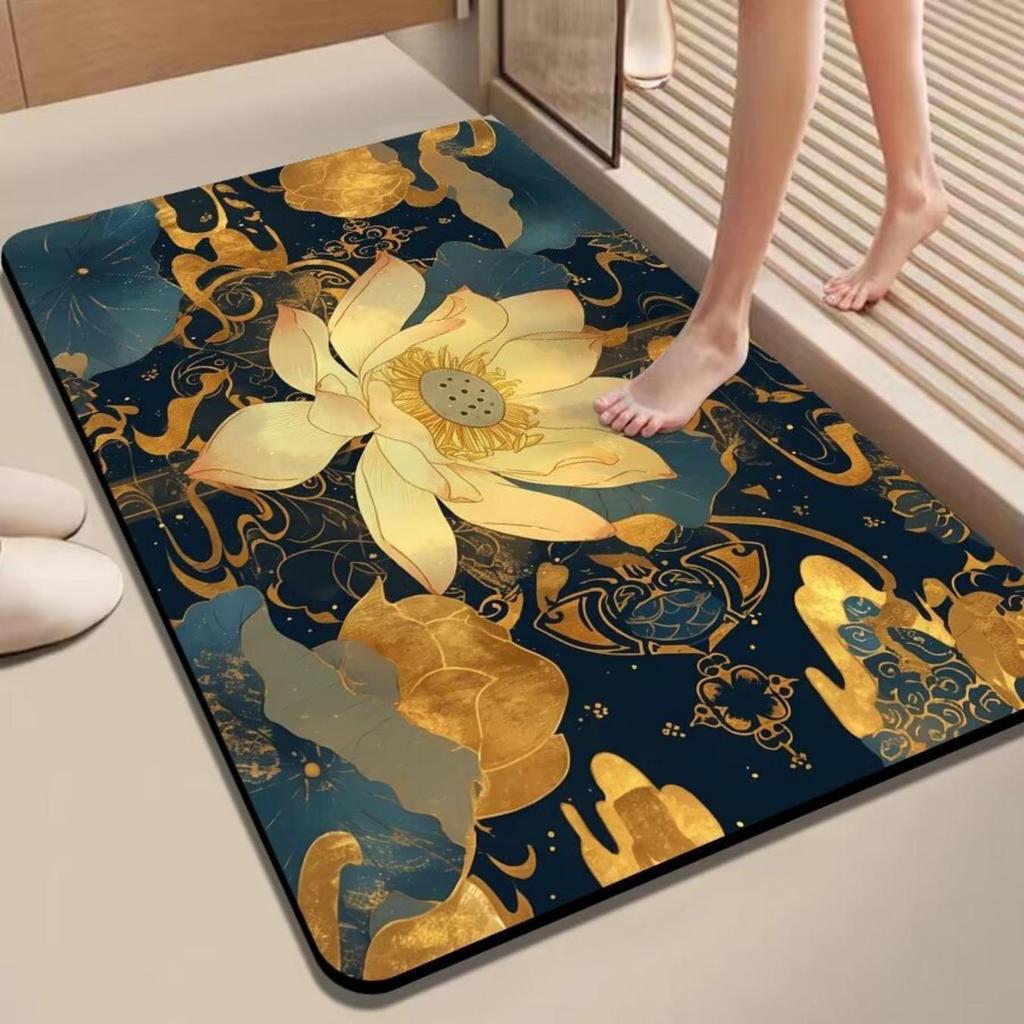 Diatom Printing Bathroom Thickening Mat Bath Non-slip Carpets In Wash Basin Bathtub Side Floor Rug Shower Room Doormat Memory Foam 3D Pad