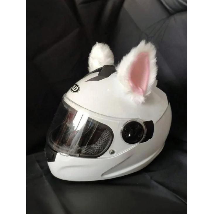2-Pack Faux Fur Cat Ears Helmet Accessories, Detachable Plush Kitty Ears, Fits Motorcycle/Electric Bike/Ski Helmet, Cute Decor F