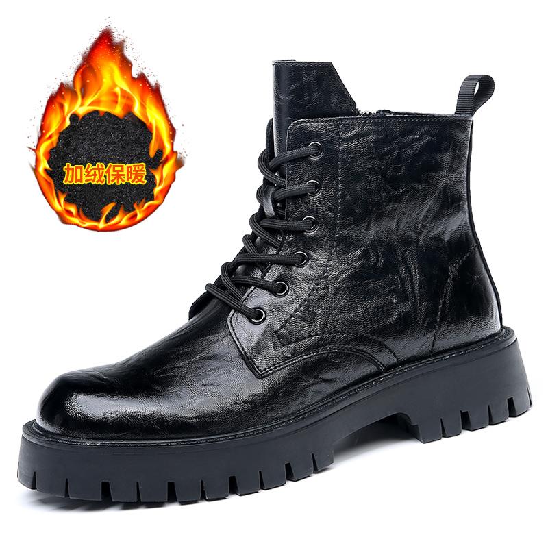 

Classic British Chelsea Boots High-top Men Insulation Boot 2024 Genuine Leather High Top Side Zipper Boots Men Thick Sole Boots 46