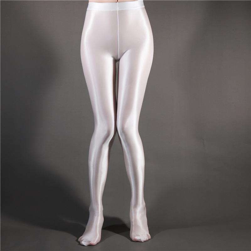 Grote Maten Glanzende Elastische Panty Dikte Kruis Spandex Maillots Dansclub Elastische Shaping Kousen Voor Vrouwen M-Xl L gray