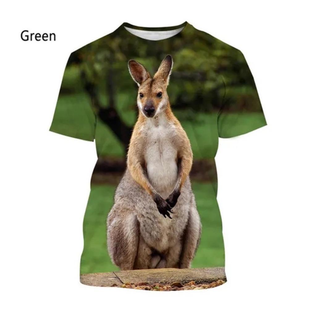 Niedliches Tier Känguru Muster T-Shirt Für Männer Frauen 3D Druck Lässig Kurzarm Lustige T-Shirt Tops Herren Übergroße T-Shirts