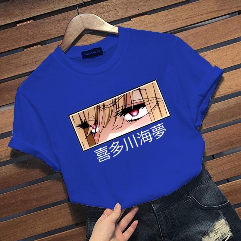 Dámské nové módní anime tričko s potiskem očí Kitagawa Marin, ležérní venkovní pouliční anime tričko Harajuku, top