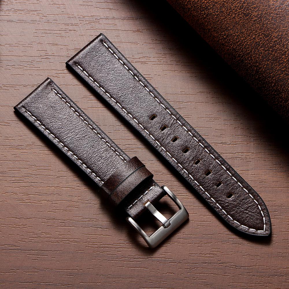 Vintage Oil Wax Leather Watchband 20mm 22mm for Omega for Seiko Wristband Stitching Cowhide Strap Watch Band Men Women Bracelets