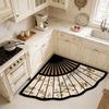 Corner Kitchen Rug Diatomaceous Earth Absorbent Floor Mat Non Slip Fan-Shaped Kitchen Mat for Sink Corner Areas