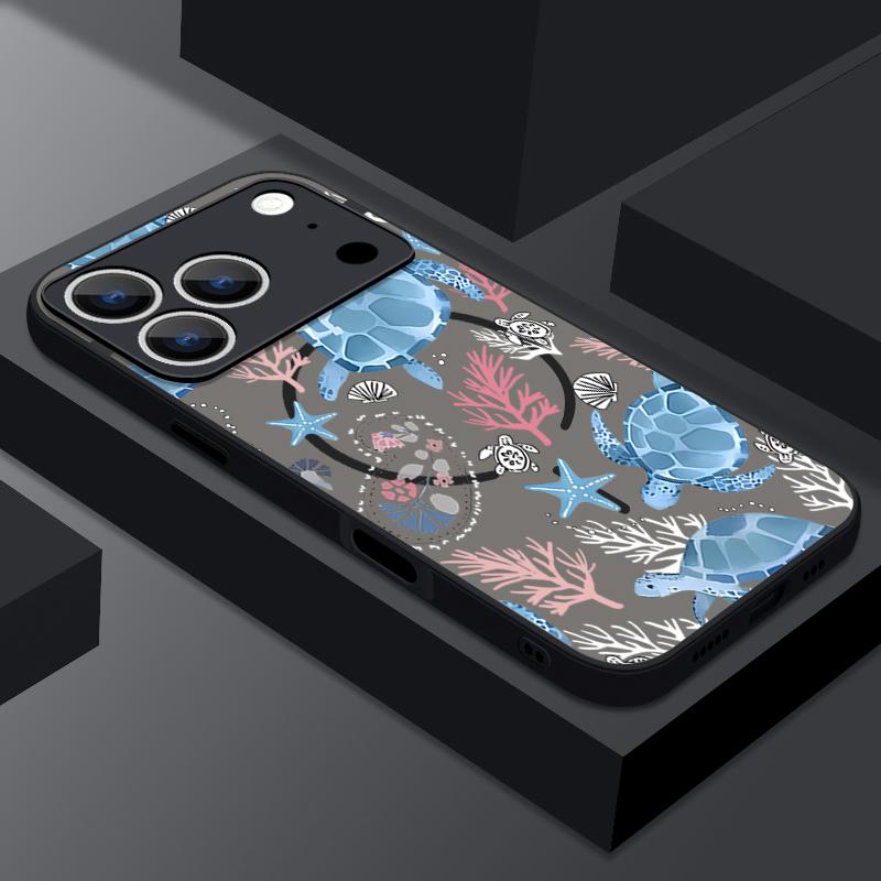 Sea Turtle Conch Whale Pattern Case For iPhone 17 Pro Max Magnetic For Magsafe Matte Cover For iPhone 16 Pro Max 15 14 13 16E Air