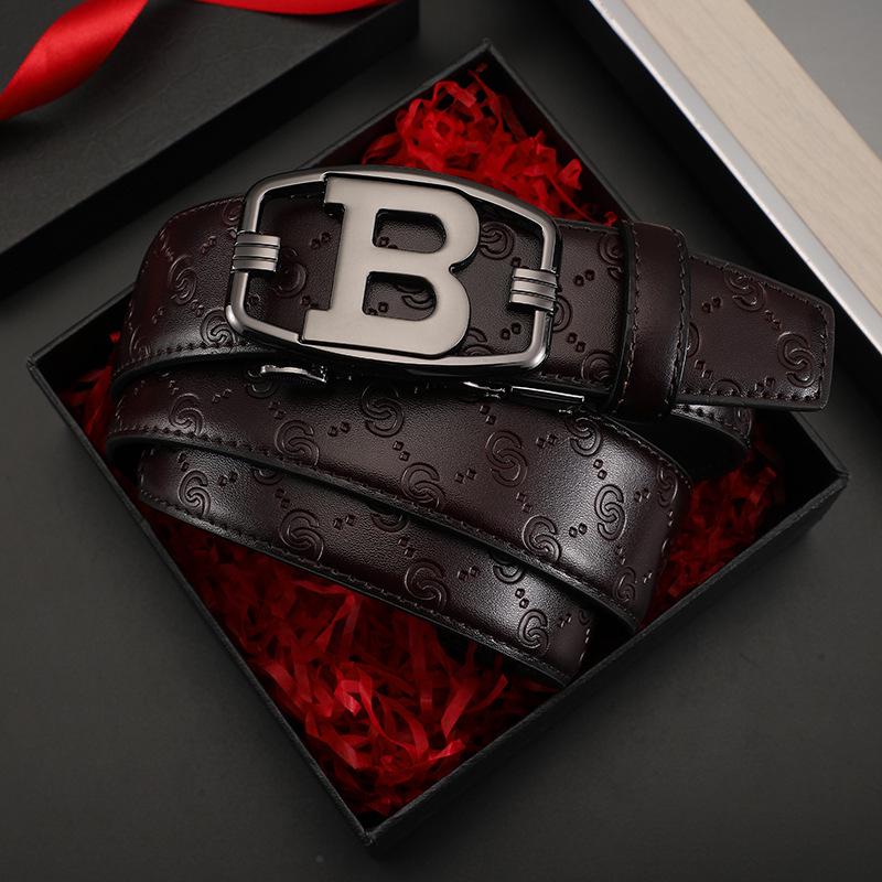 Men's High-End Genuine Leather Automatic Buckle Belt - Versatile Casual Cowhide Waistband