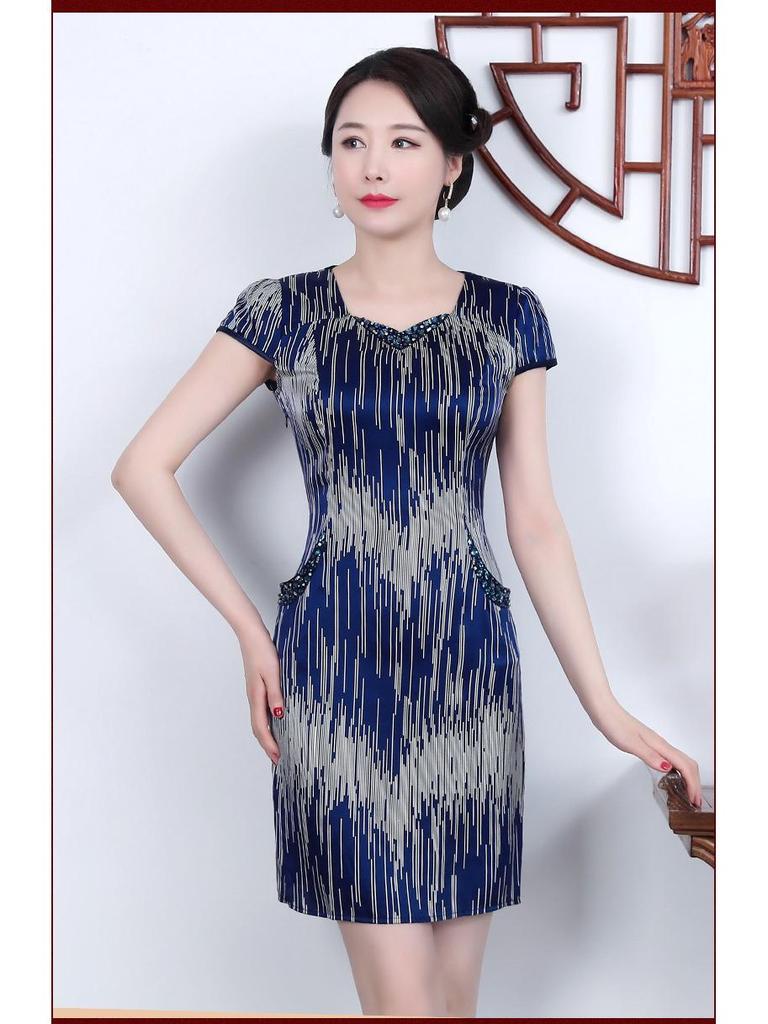 2022 Summer Heavyweight Mulberry Silk Dress with Beading - Slimming & Figure-Flattering Women's Clothing