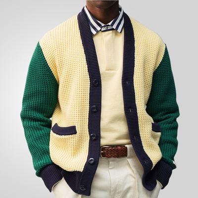 New Versatile Autumn And Winter Cardigan Men'S Retro Knitted Sweater Jacket Long Sleeved Heavy Jacquard Sweater