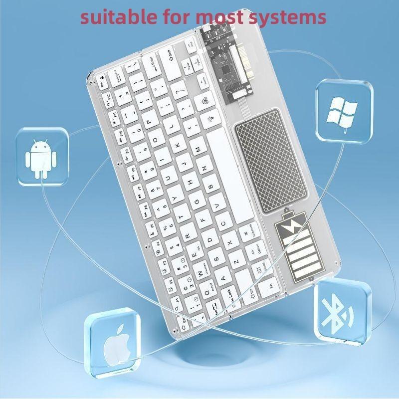 Transparentná RGB Bluetooth klávesnica s touchpadom nabíjateľná bezdrôtová klávesnica pre iPad Android iOS Windows Tablet