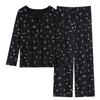 Women's Long Sleeve Cotton Kimono Pajamas with Chest Pads - Cute Cartoon V-Neck Set for Spring and Autumn