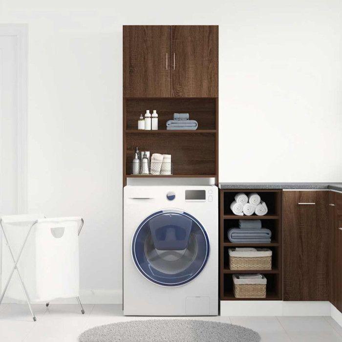 Meuble de machine à laver chêne marron bois d ingénierie